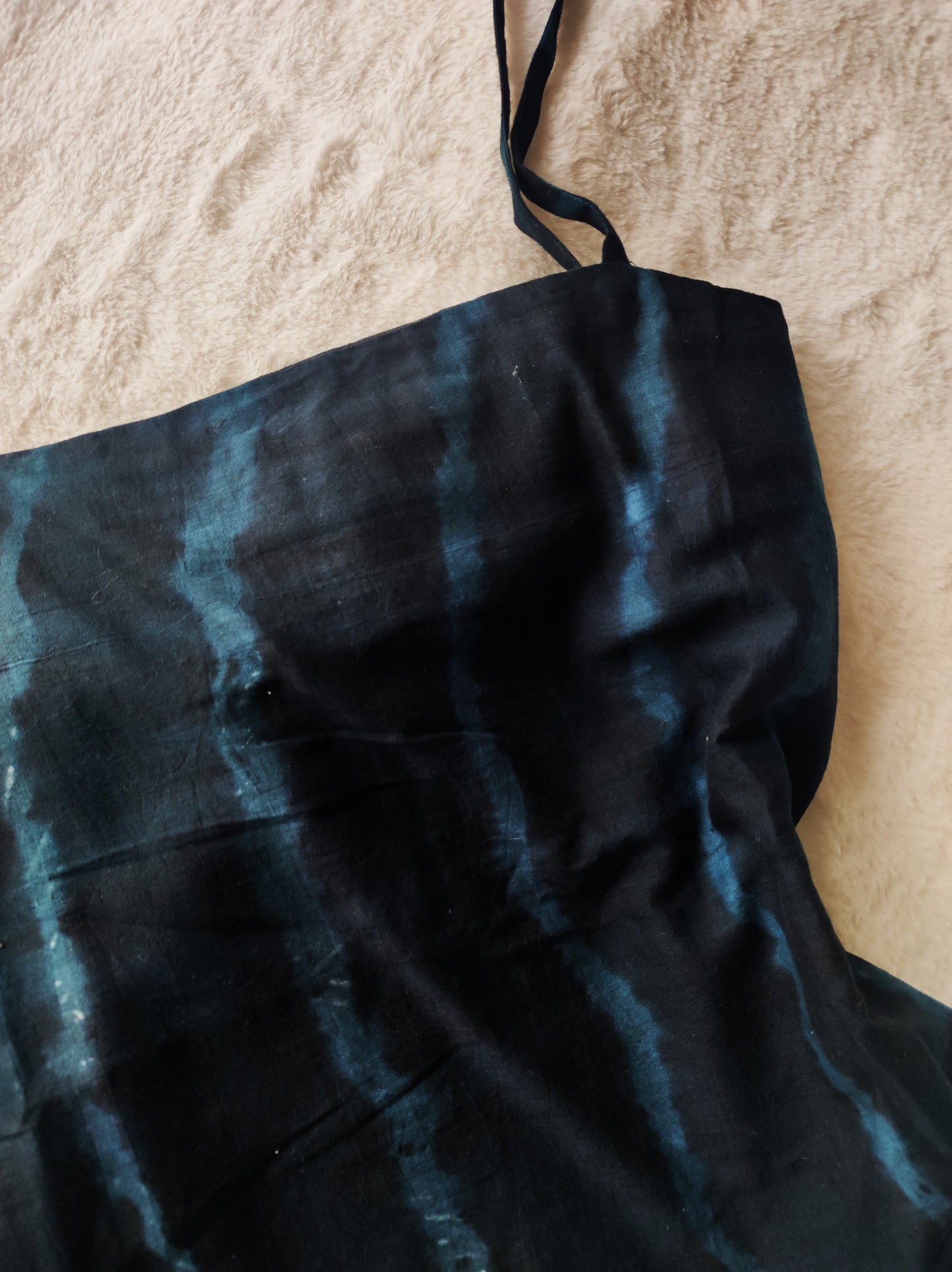 Black and navy tie-dye stripey spaghetti strap cotton top